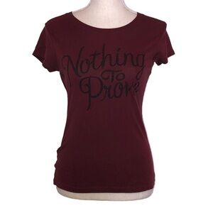 WOUND UP Tee Shirt Women’s Size Small (3-5) Burgundy Short Sleeve Crewneck